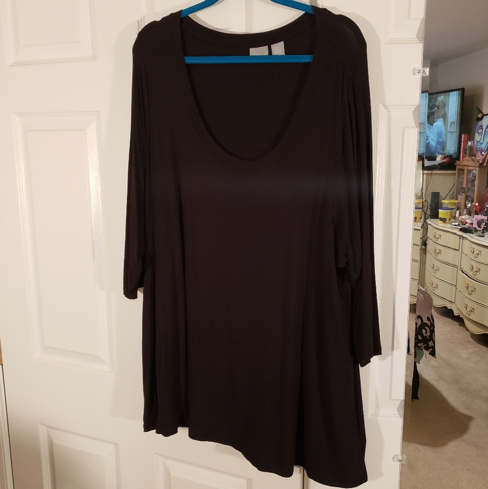 Kenar 3/4 sleeve long black top 3X